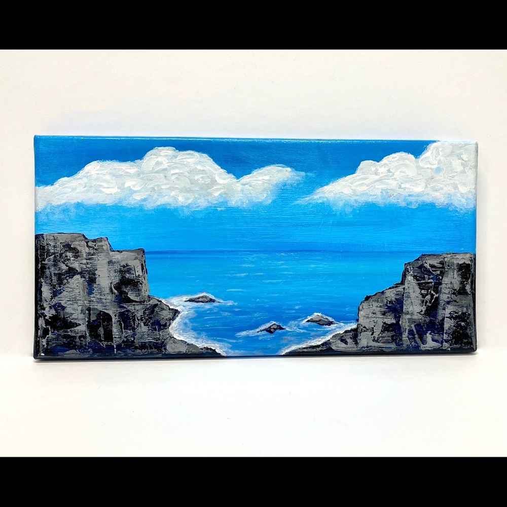 Original Acrylic Coastal Art on 7” x 14” Stretched Canvas